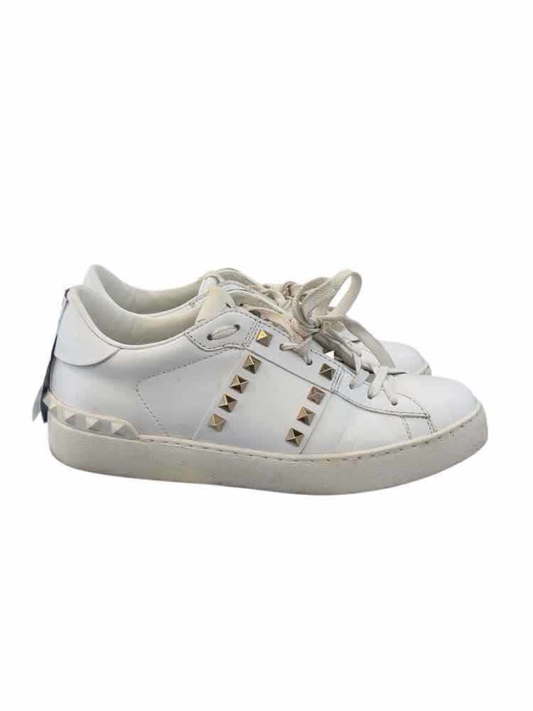 Valentino White and Gold Size 38 1/2 Sneakers