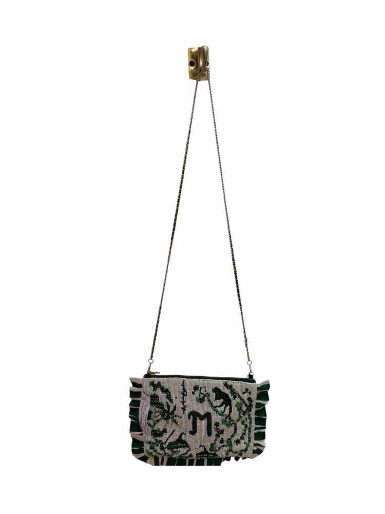 Anthropologie White and Green Handbag