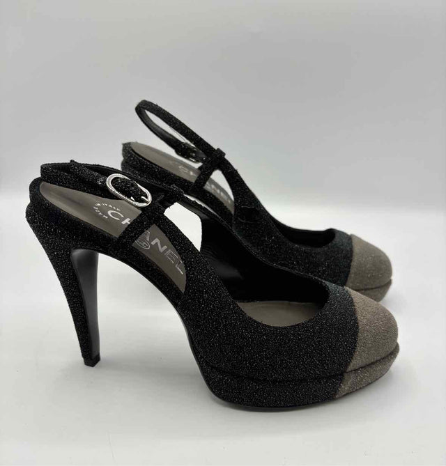 Chanel Black and Grey Size 38 Shoes
