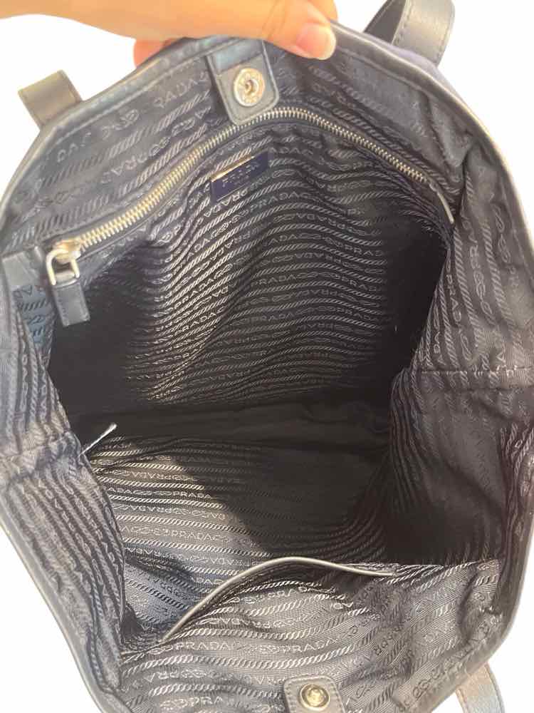 Prada Classic Nylon Tote Bag Navy Blue Handbag