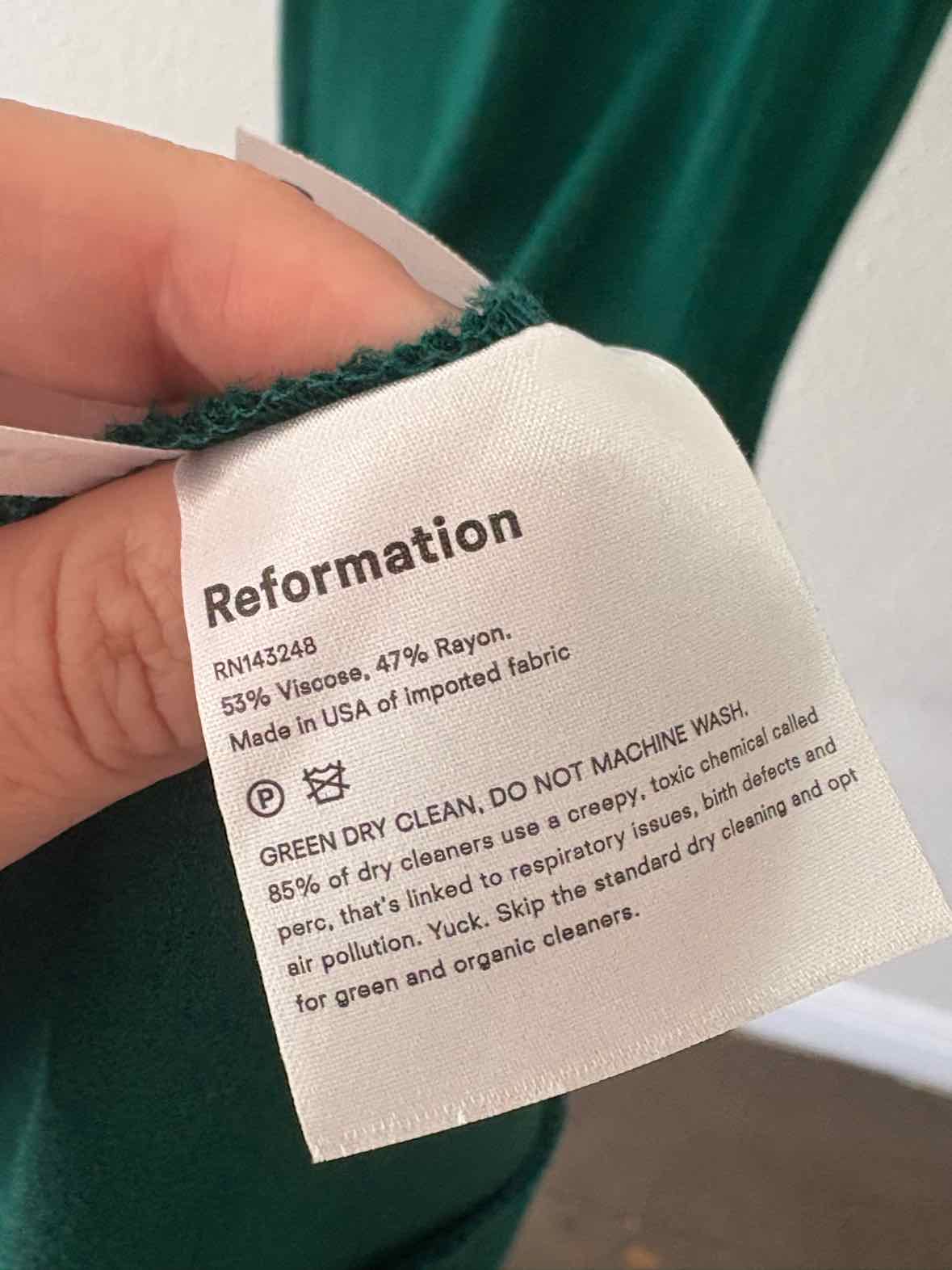 Reformation Green Size 0 Dress