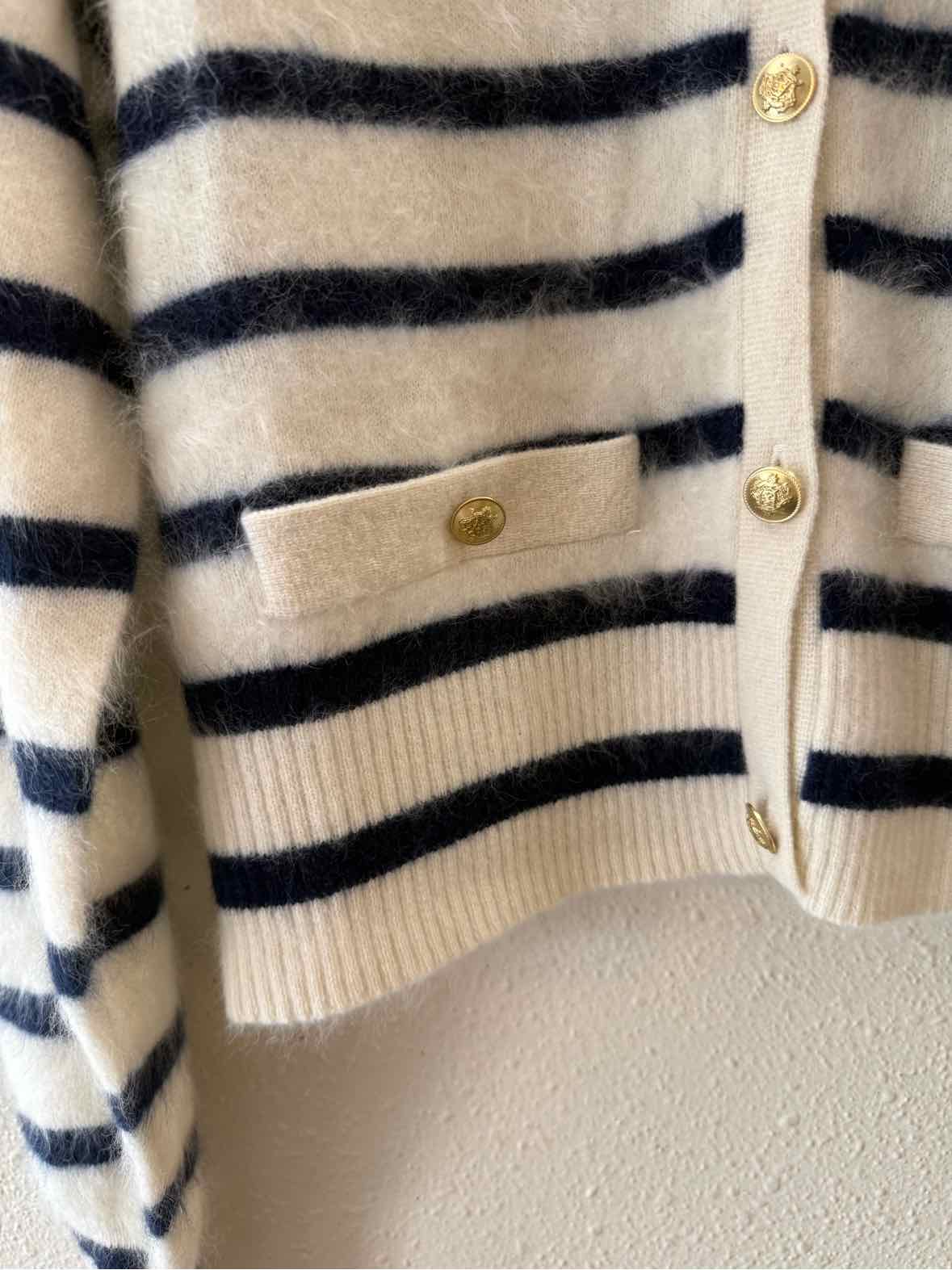 J Crew Cream and Navy Size M Cardigan