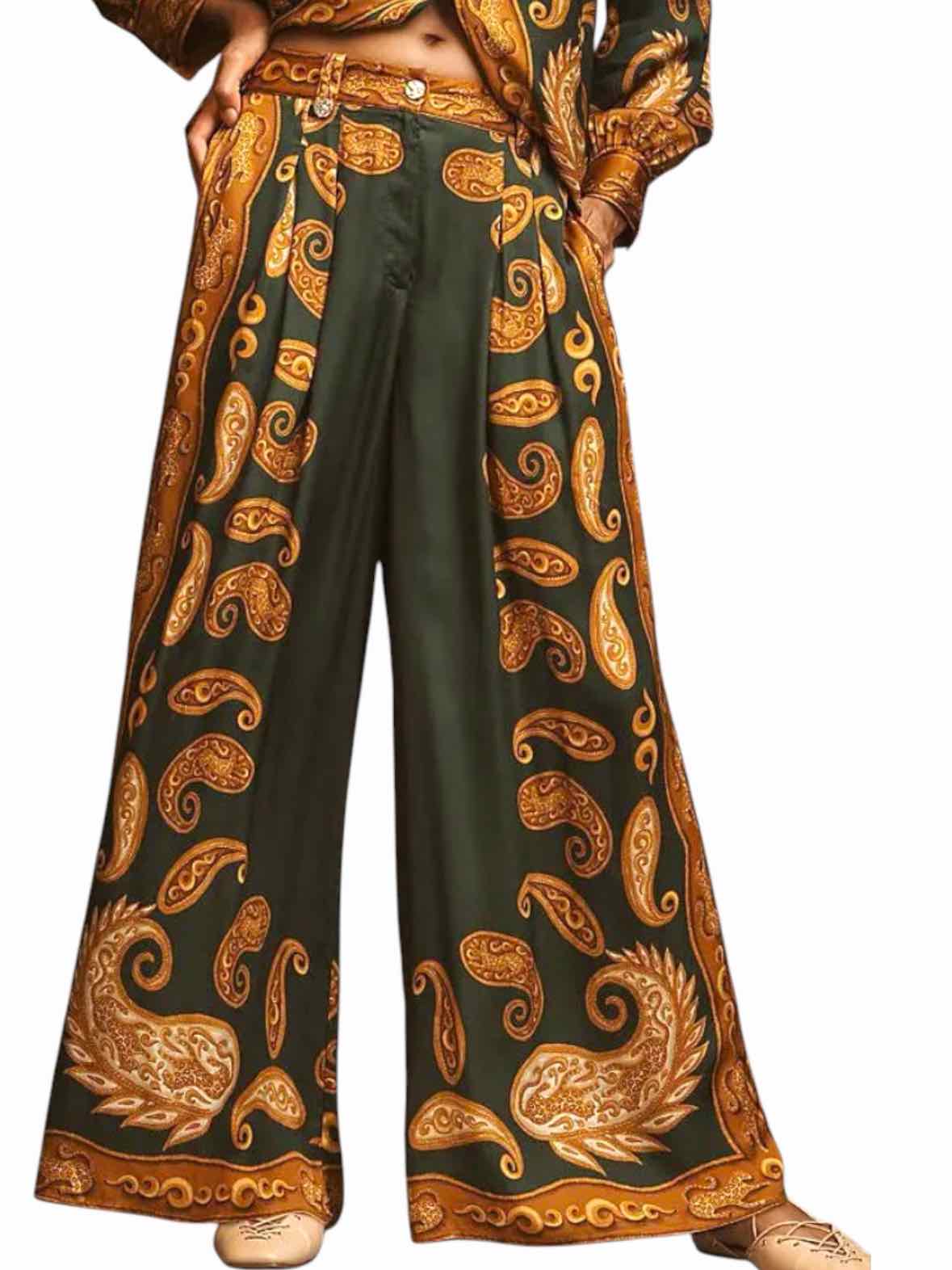 Farm for Anthropologie Green and Gold Size M Pants