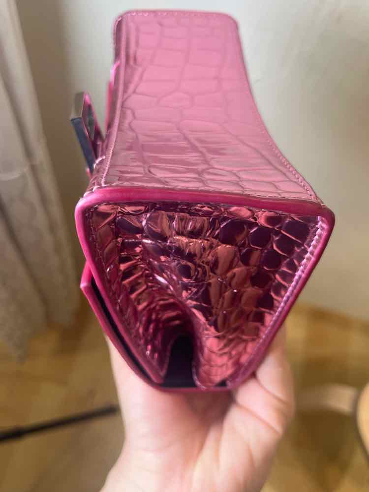 Balenciaga Hourglass XS Top Handle Bag Metallic Pink Handbag
