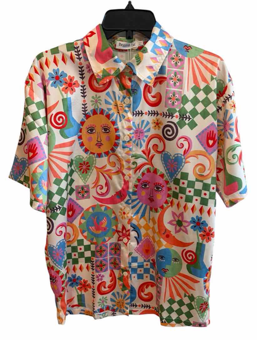 Beginning Boutique Cream Multi Size 4 Shirt