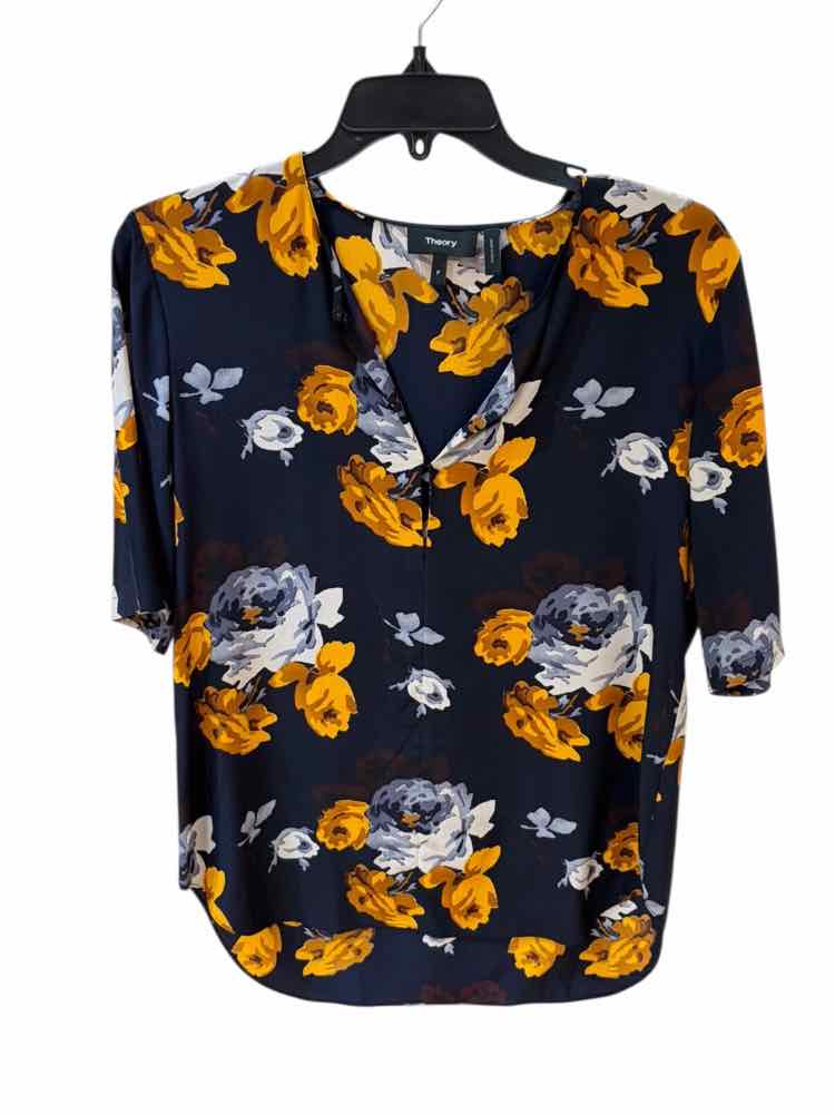 Theory Navy Blue and Yellow Size P Shirt