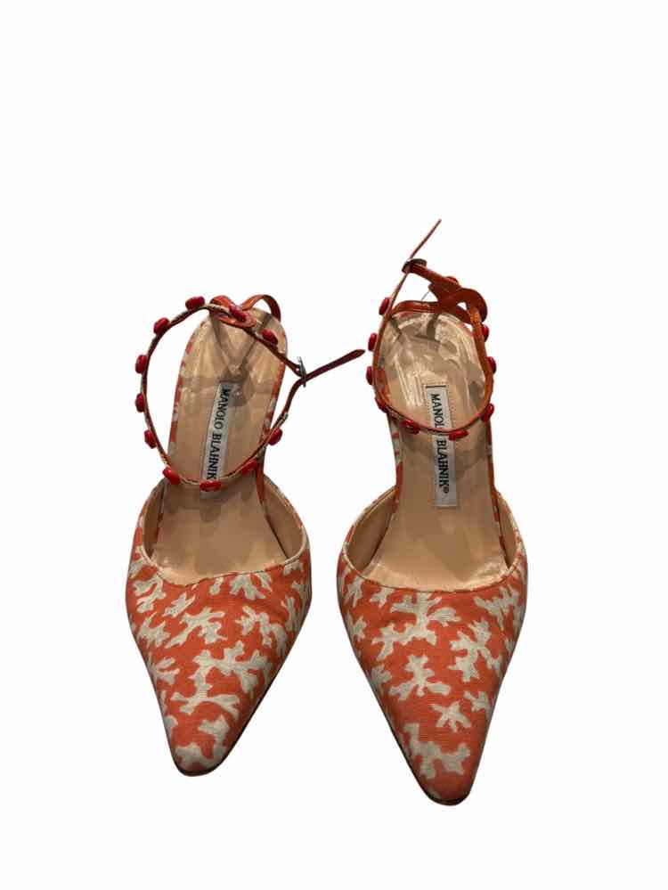 【新品未使用】MANOLO BLAHNIK 38 Manolo Blahnik White and Orange Size 38 Shoes – Swap Boutique