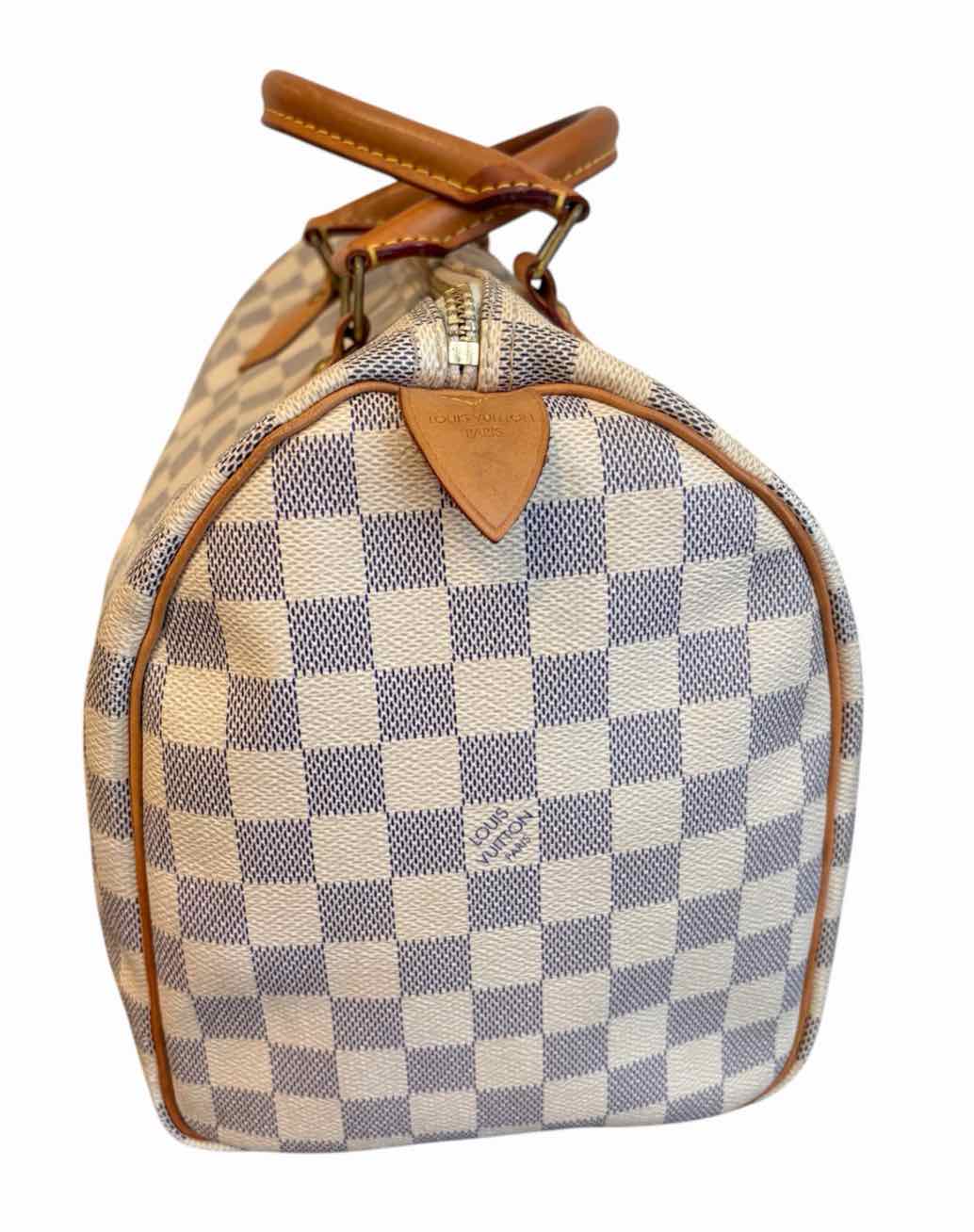 Louis Vuitton Damier Azur Canvas Speedy 30 Navy and Cream Handbag