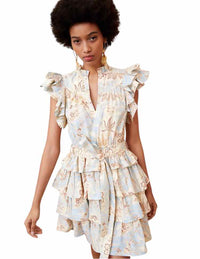 ULLA JOHNSON Blue and Yellow Size 6 Dress