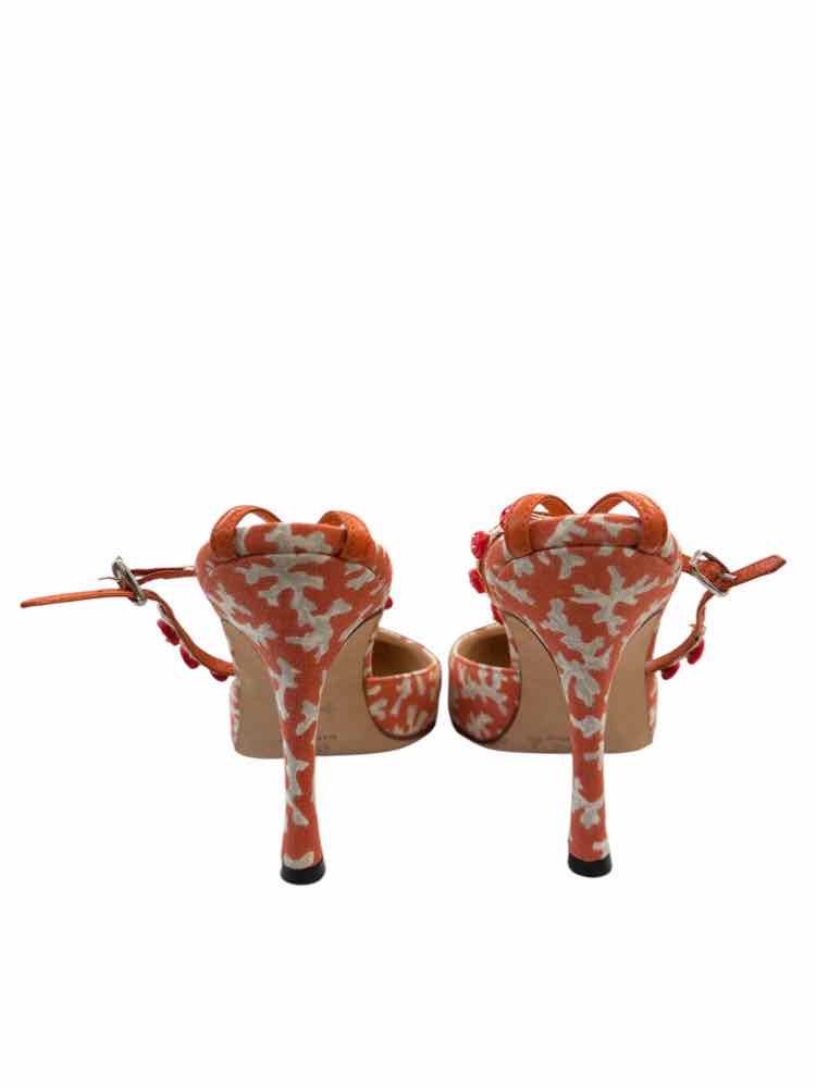 Manolo Blahnik White and Orange Size 38 Shoes