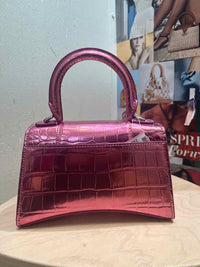 Balenciaga Hourglass XS Top Handle Bag Metallic Pink Handbag