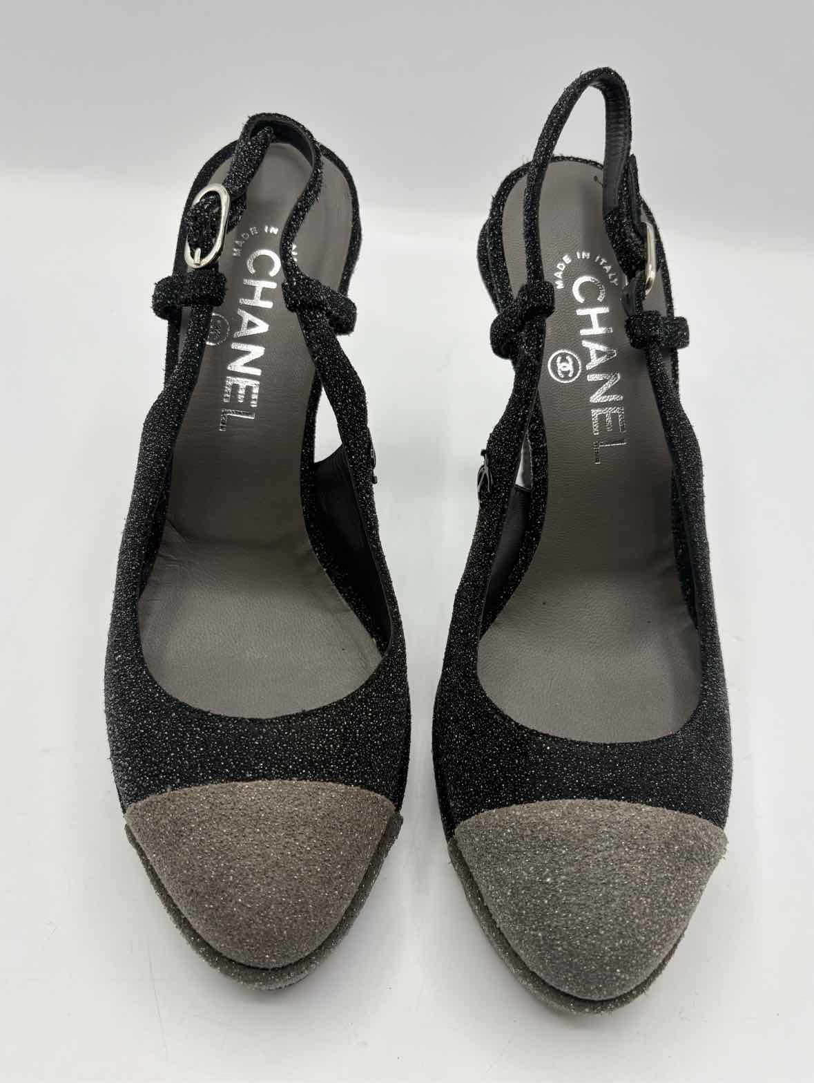 Chanel Black and Grey Size 38 Shoes
