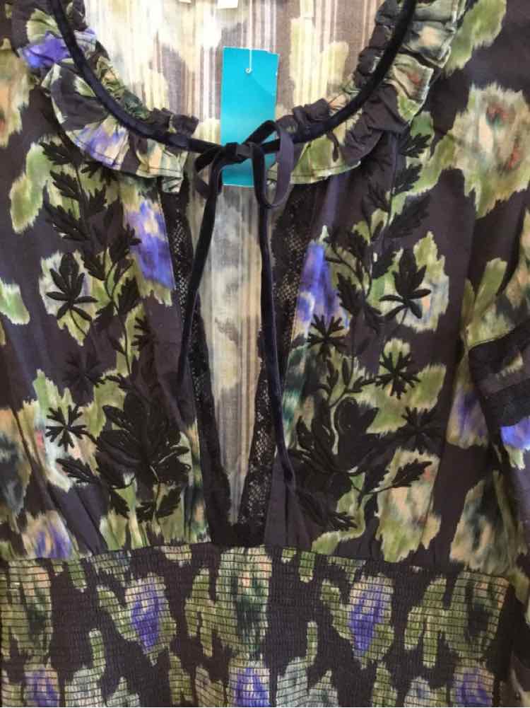 Love Shack Fancy Navy and Green Size S Dress