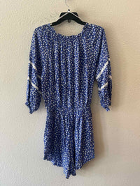 Faithfull The Brand Blue and White Size 6 Romper