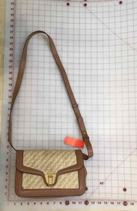Coccinelle Marvin Twist Raffia Crossbody Bag Brown and Beige Handbag