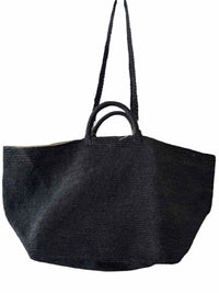 Ibeliv Vanilla Raffia Tote Black Handbag