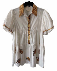 Fantastic Fawn White and Gold Size L Dress