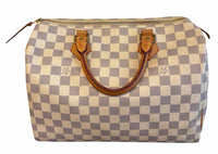 Louis Vuitton Damier Azur Canvas Speedy 30 Navy and Cream Handbag