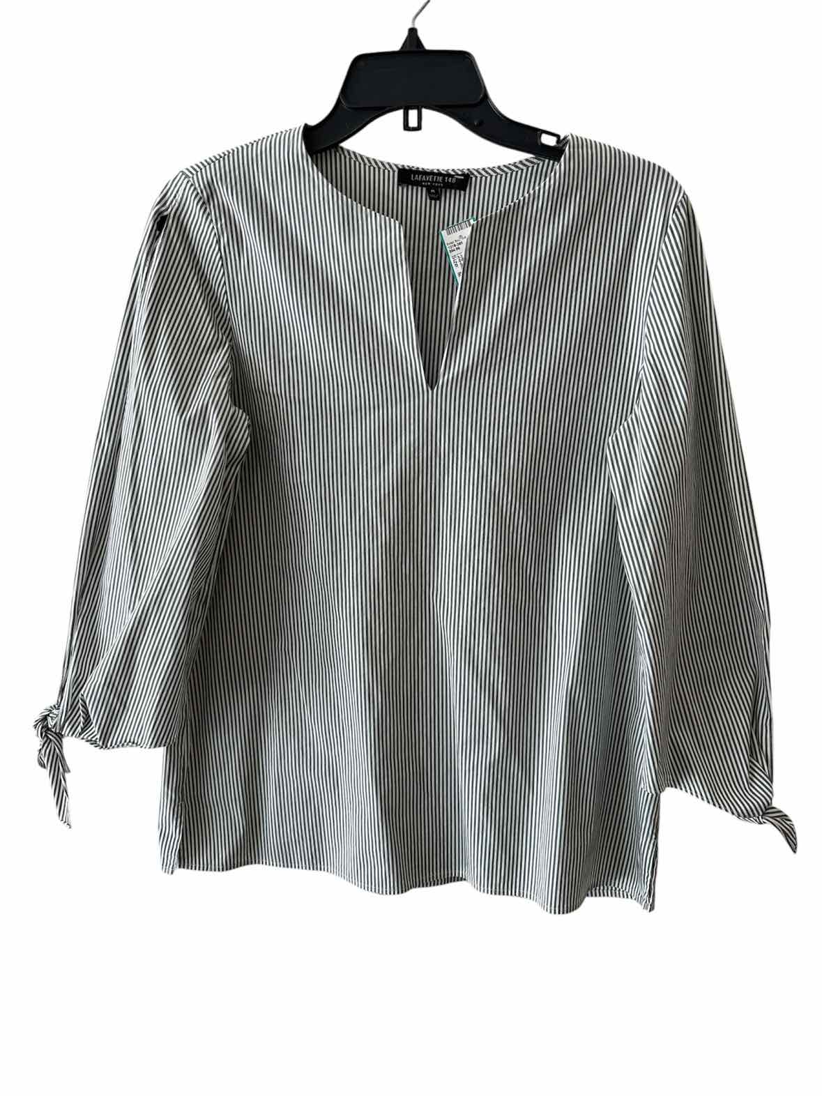 Lafayette 148 Green and White Size M Shirt