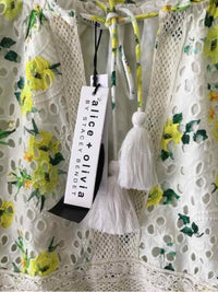 alice + olivia White and Yellow Size L Shirt