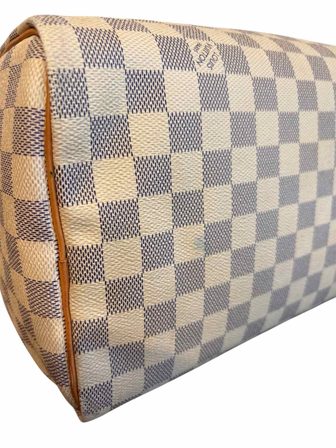 Louis Vuitton Damier Azur Canvas Speedy 30 Navy and Cream Handbag