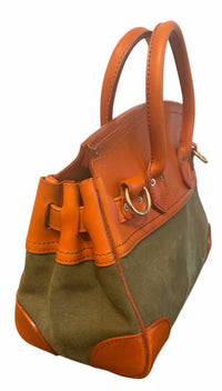 ATORIE Green and Orange Handbag