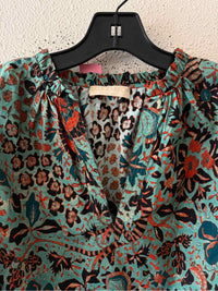 ULLA JOHNSON Jade and Orange Size 10 Shirt