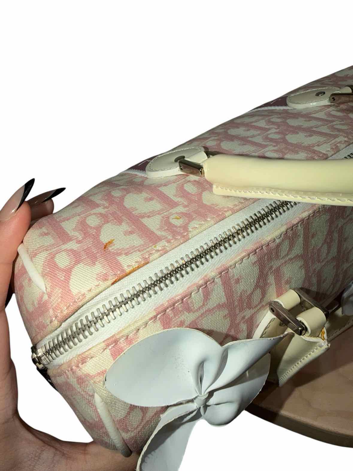Dior Diorissimo Girly Boston Bag Pink and White Handbag