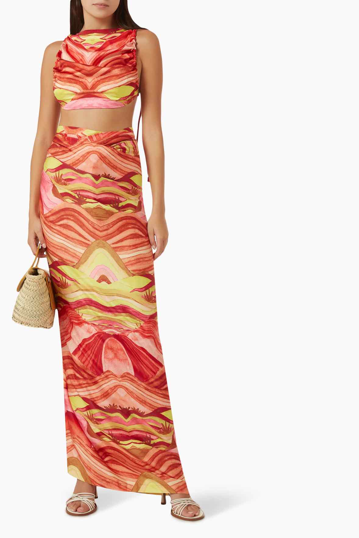 Andrea Iyamah Orange Multi Size S/M 2 PC Dress