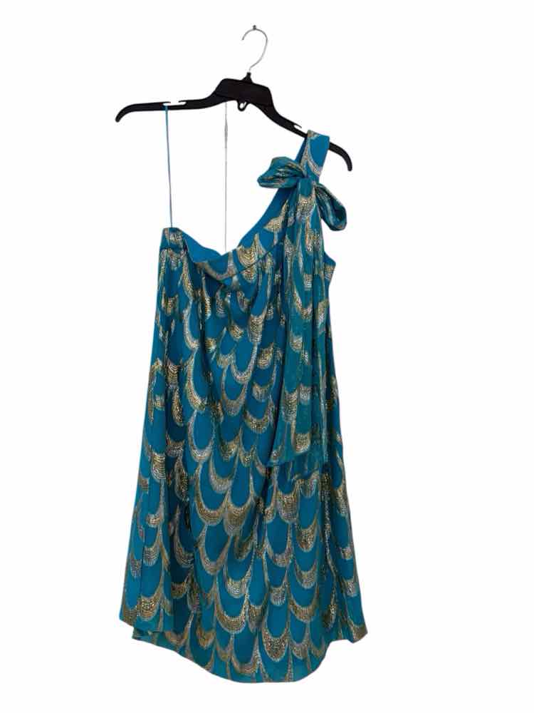 Trina Turk Aqua and gold Size 8 Dress