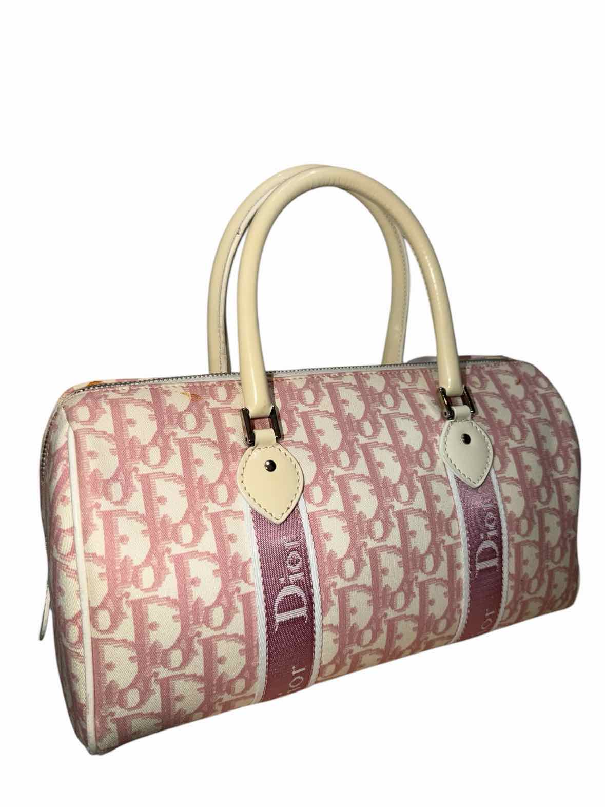 Dior Diorissimo Girly Boston Bag Pink and White Handbag