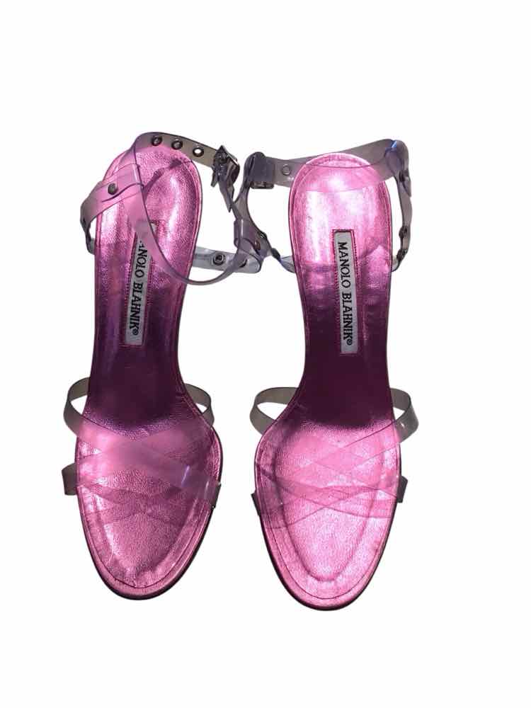 MANOLO BLAHNIK メイセール　サーモンピンク36.5 Manolo Blahnik Metallic Pink Size 36 Shoes – Swap Boutique