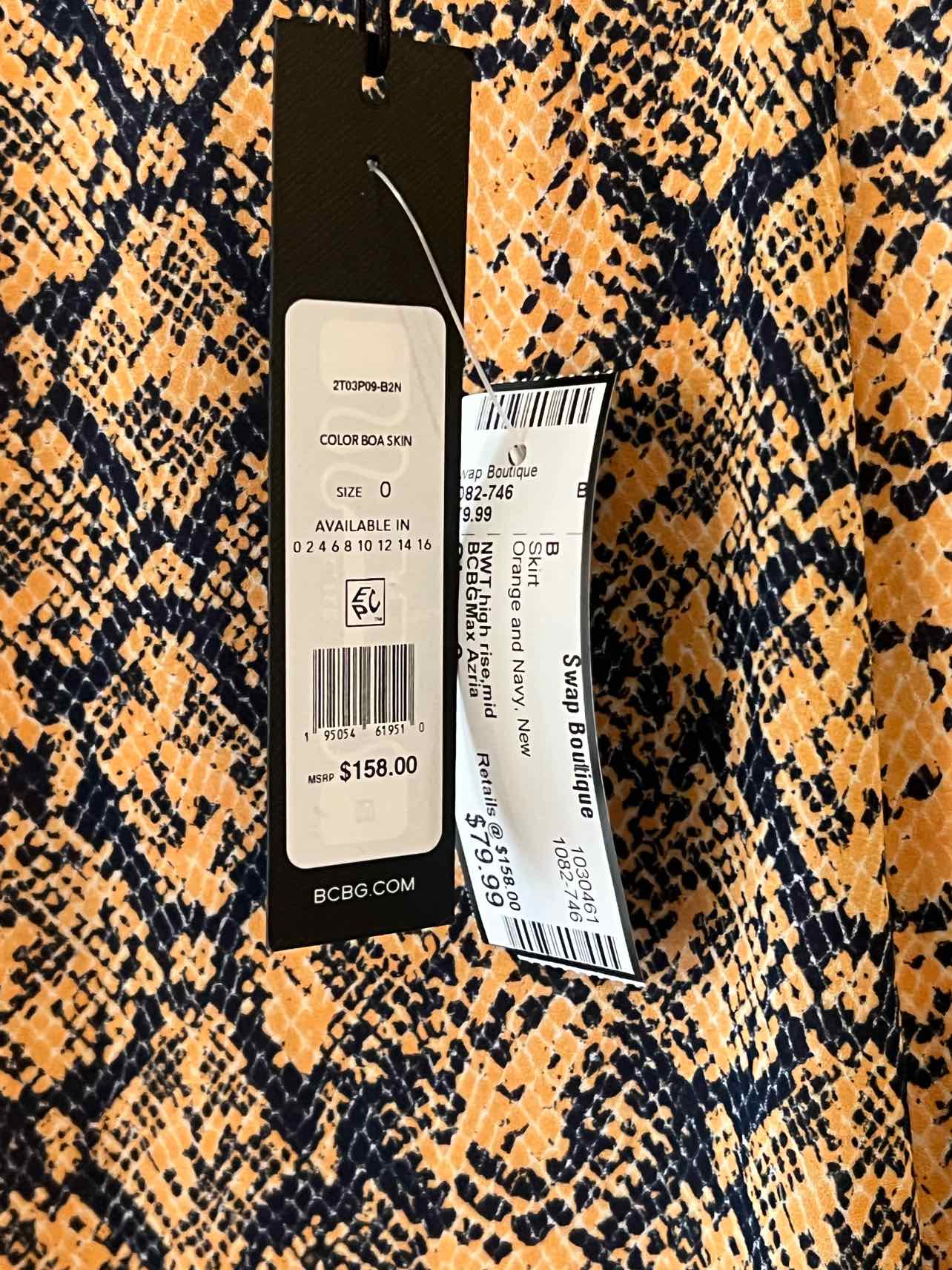 BCBGMax Azria Orange and Navy Size 0 Skirt