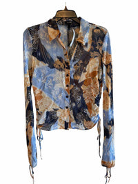 Escada Blue and Yellow Size 34 Shirt