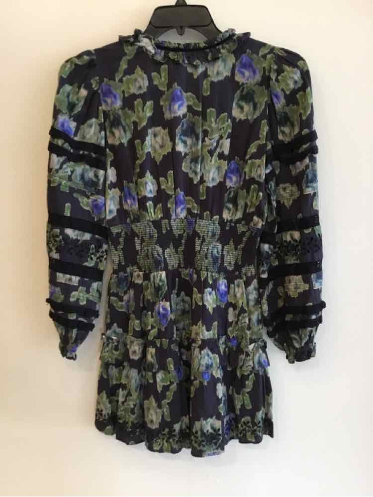 Love Shack Fancy Navy and Green Size S Dress