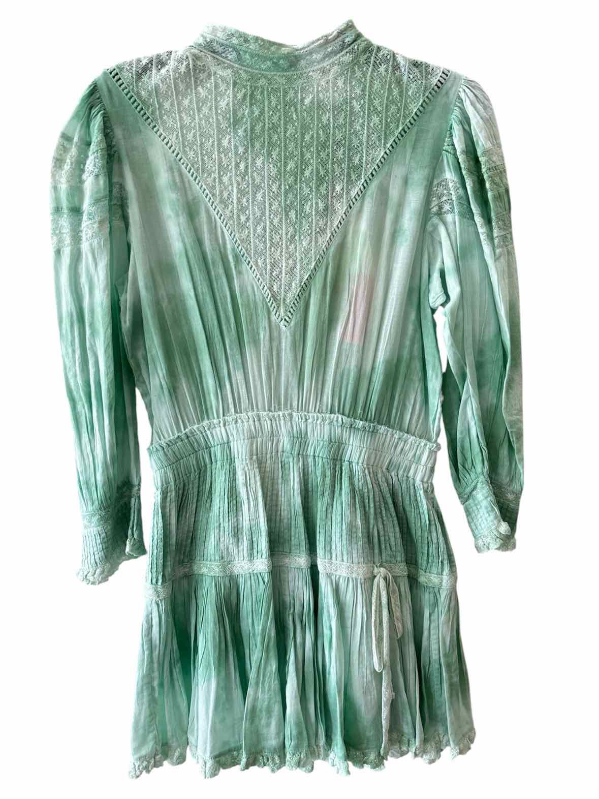 Love Shack Fancy Green and White Size S Dress