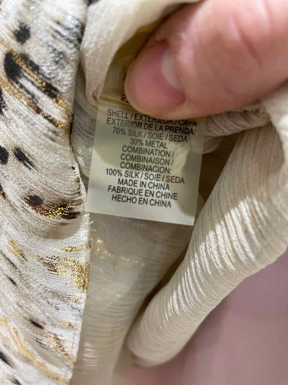 Elie Tahari Cream/Gold Size L Blouse