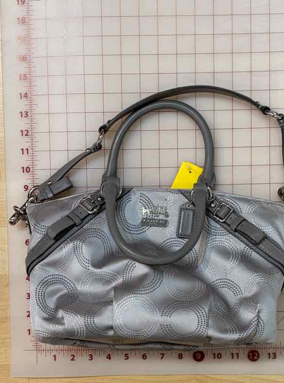 Coach Madison Dotted OP Art Sophia Satche Gray Handbag
