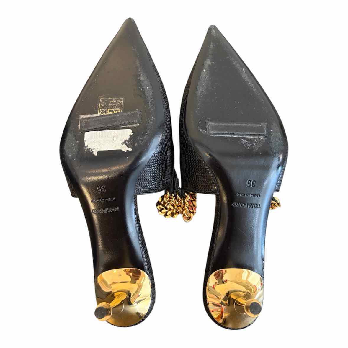 Tom Ford Black and Gold Size 35 Shoes