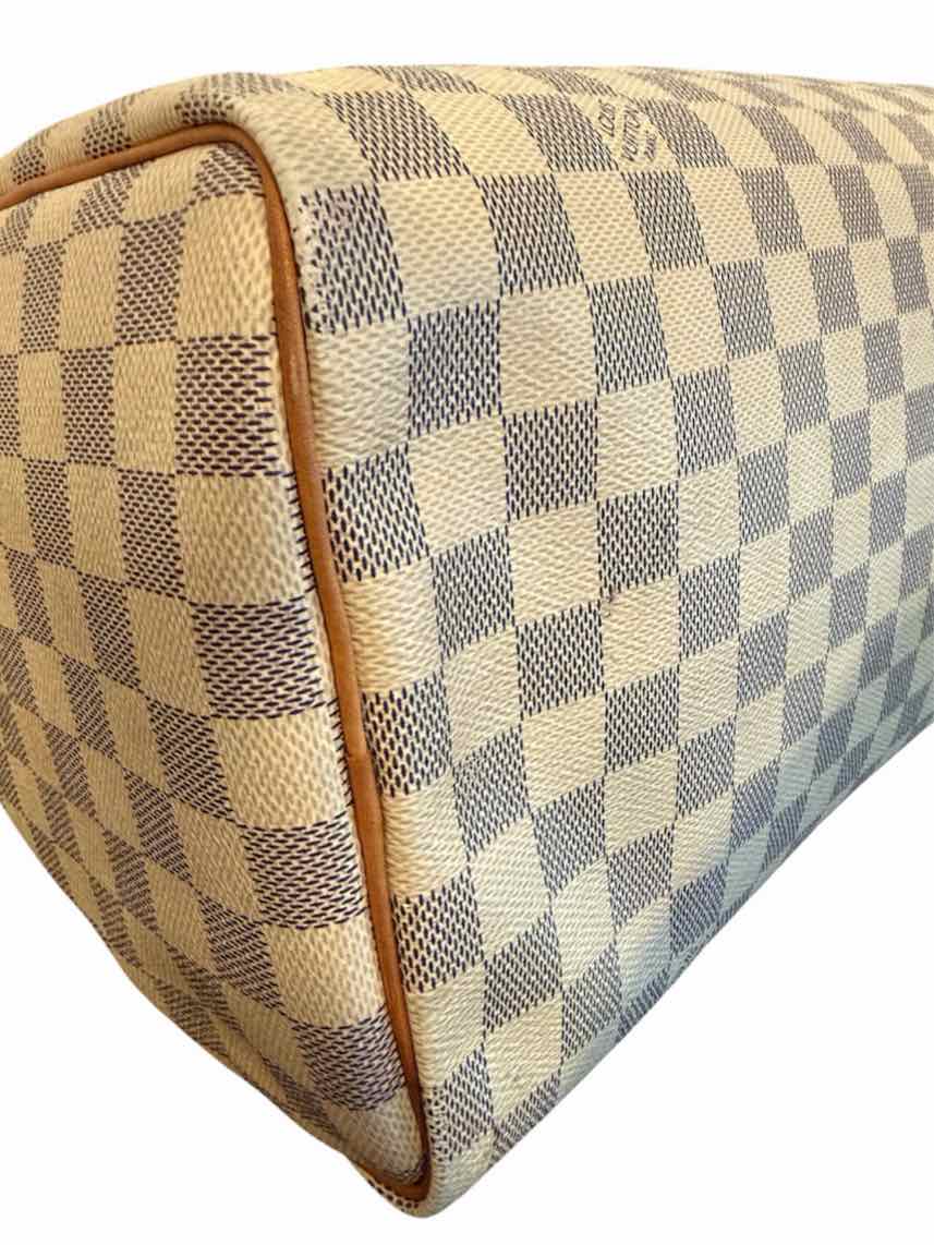 Louis Vuitton Damier Azur Canvas Speedy 30 Navy and Cream Handbag