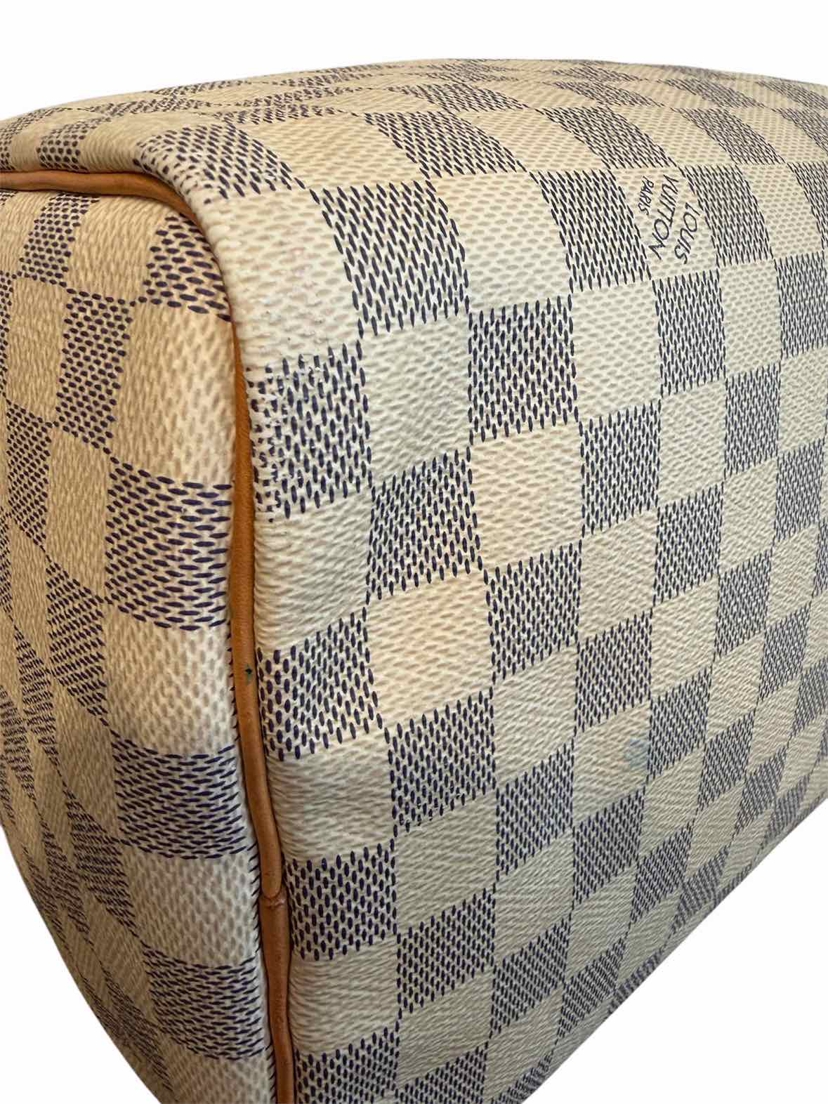 Louis Vuitton Damier Azur Canvas Speedy 30 Navy and Cream Handbag