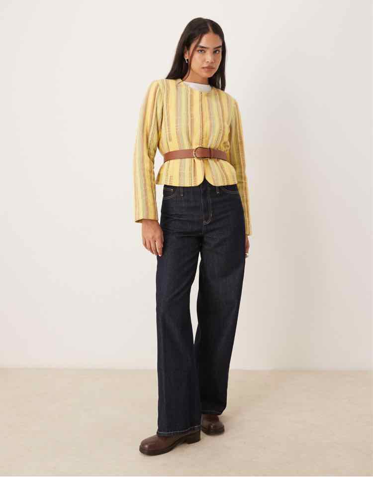 Free People Yellow Multi Size XS Blazer