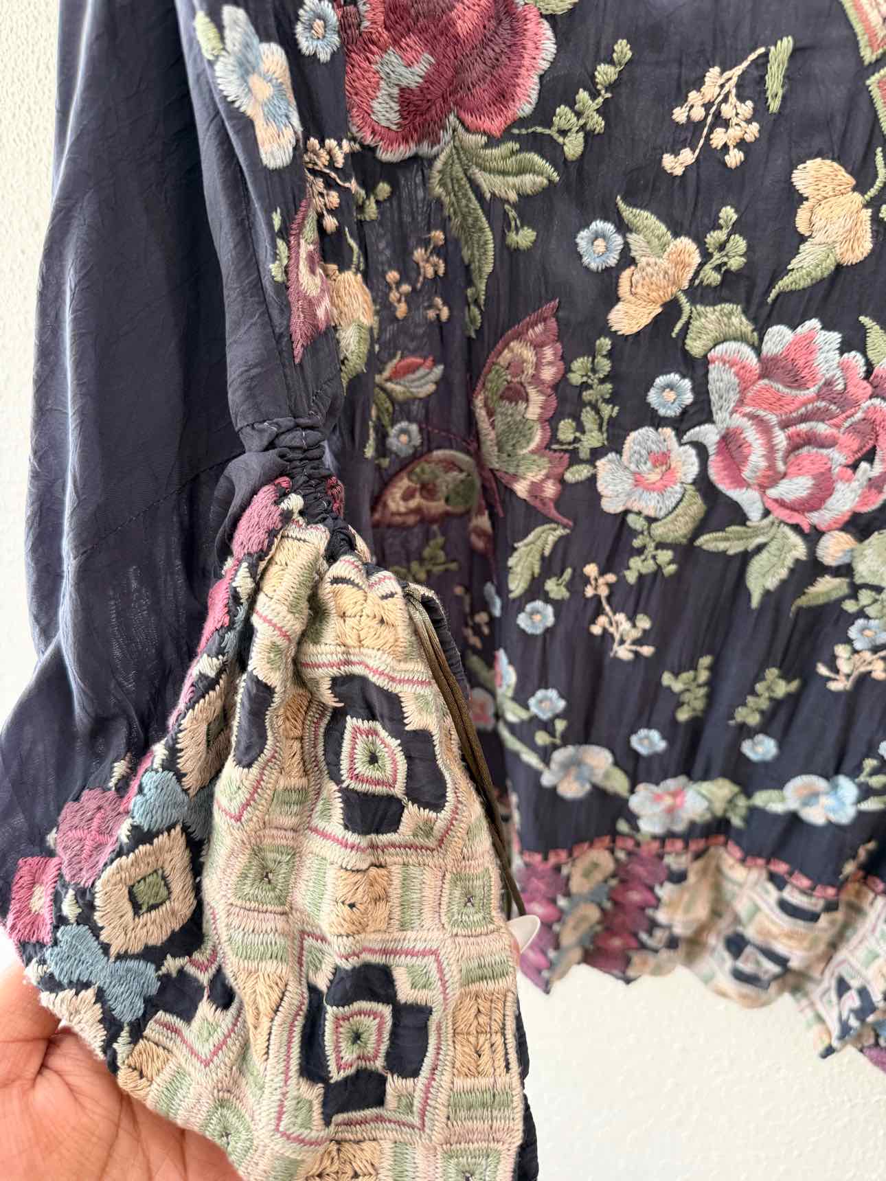 Johnny Was Dusty Blue Multi Size S Tunic