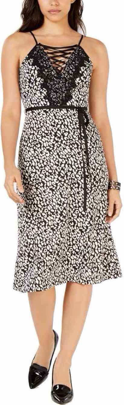 joa white lace dress J.O.A Black and white Size L Dress – Swap Boutique
