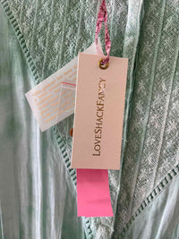 Love Shack Fancy Green and White Size S Dress