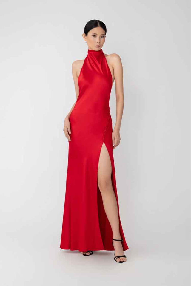 SAU LEE Penelope Backless Satin Gown