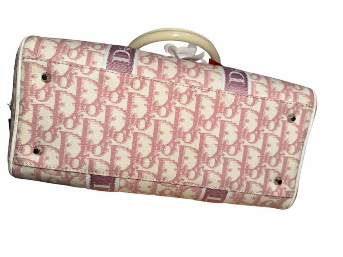 Dior Diorissimo Girly Boston Bag Pink and White Handbag