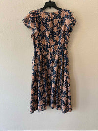 Birds of Paradis Navy and Peach Size S Dress