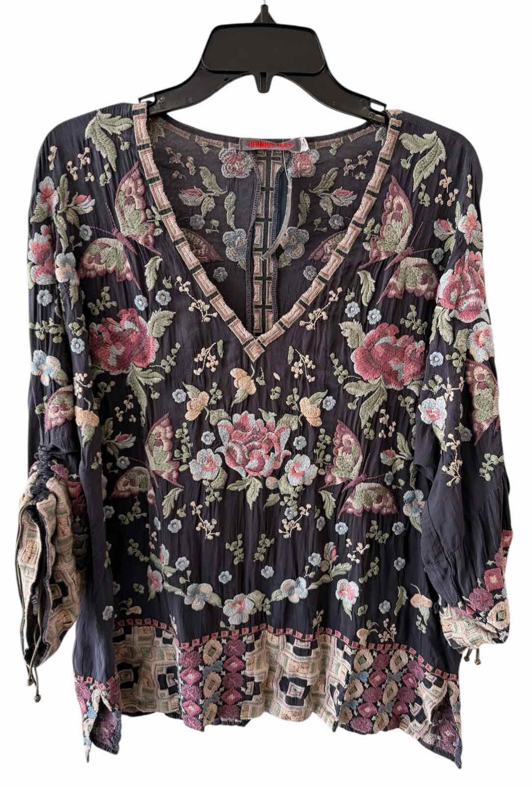 Johnny Was Dusty Blue Multi Size S Tunic