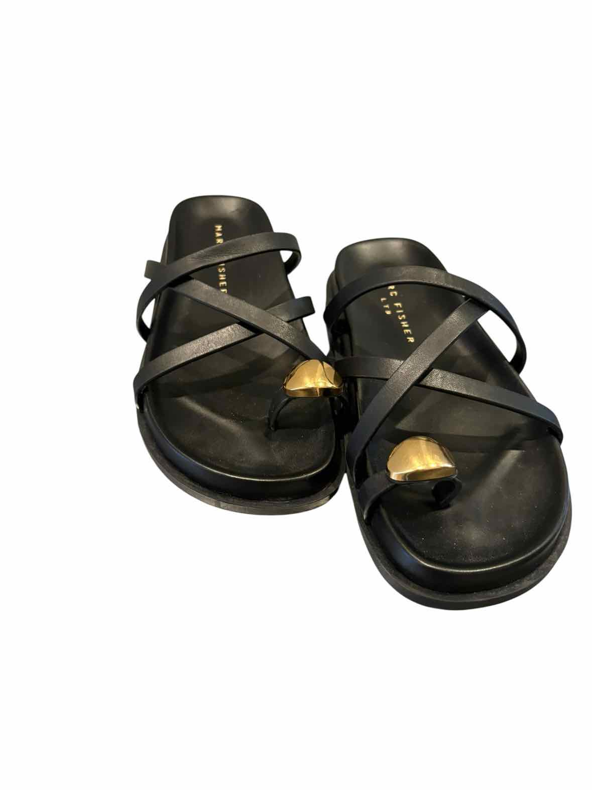 Marc Fisher Black and Gold Size 6.5 Sandals